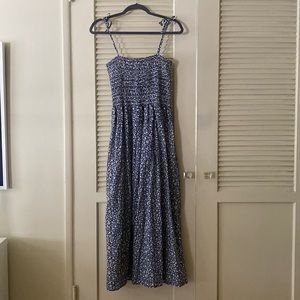 LACAUSA Smocked Maxi dress with Waist Ruffle